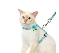 Ensemble harnais et laisse anti-fugue en nylon doux et réglable pour la promenade des chats de petite, moyenne et grande taille, motif floral, taille S