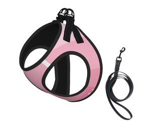 Ensemble Harnais et Laisse Anti-Traction pour Chien Hello Gorgeous, Motif Rayures Aquarelle Rose, Gilet réfléchissant Ajustable pour Petits Chiens, Harnais en Maille Respirante pour Chiots, idéal pou