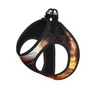 Ensemble harnais et laisse de basket-ball sur le feu et l'eau - Imprimé flammes - Doux et réglable - Pour chiots et chats de petite, petite et grande taille