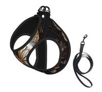Ensemble harnais et laisse doux à imprimé papillons dorés et blancs pour animaux de compagnie, harnais réglable en maille pour chiots et chats de petite, grande et grande taille