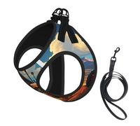 Ensemble harnais et laisse doux à imprimé tracteur rouge de ferme pour animal de compagnie, harnais réglable en maille pour chiots et chats de petite, petite et grande taille