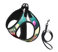 Ensemble harnais et laisse doux imprimé Happy Birthday pour animal de compagnie, harnais réglable en maille pour chiots et chats de petite, petite et grande taille