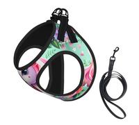 Ensemble harnais et laisse doux imprimé licorne rose pour animal domestique, harnais réglable en maille pour chiots et chats de petite, petite et grande taille