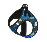 Ensemble harnais et laisse doux pour animal de compagnie - Motif monde sous-marin bleu - Harnais en maille réglable pour chiens et chats de petite, moyenne et grande taille