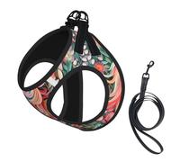 Ensemble harnais et laisse doux pour animal domestique avec imprimé licorne rose en papier découpé - Harnais réglable en maille pour chiots et chats de petite, petite et grande taille