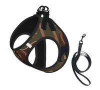 Ensemble Harnais et Laisse en Maille Douce à Motif cerf Lodge Bear pour Chien, Chiot ou Chat. Gilet rembourré Confortable et Anti-Traction.