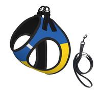 Ensemble harnais et laisse en maille douce avec imprimé drapeau de l'Ukraine pour animal domestique, chiot, chat, gilet rembourré confortable sans traction
