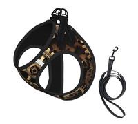 Ensemble harnais et laisse en maille douce imprimé engrenages steampunk cool pour animal domestique chiot chat gilet rembourré sans traction