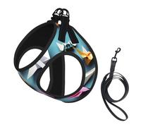 Ensemble harnais et laisse en maille douce imprimé grues en papier origami pour animal domestique chiot chat gilet rembourré sans traction