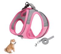 Ensemble Harnais Et Laisse En Maille Souple Pour Chien, Harnais No Escape Easy Walk Pour L'entraînement Et La Marche, Gilet Réfléchissant Réglable Pour Petits Et Moyens Chiens Et Chats,Rose,L