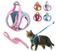 Ensemble Harnais et Laisse for Chat, réglable, Doux et Robuste en Faux suède, Gilet Anti-évasion for Chaton, Laisse avec Bande réfléchissante for Chats de Grande, Moyenne et Petite Taille(Pink,S)