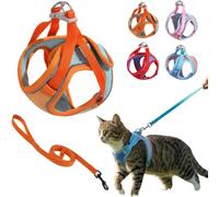 Ensemble Harnais et Laisse for Chat, réglable, Doux et Robuste en Faux suède, Gilet Anti-évasion for Chaton, Laisse avec Bande réfléchissante for Chats de Grande, Moyenne et Petite Taille(Orange,M)