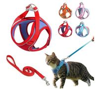 Ensemble Harnais et Laisse for Chat, réglable, Doux et Robuste en Faux suède, Gilet Anti-évasion for Chaton, Laisse avec Bande réfléchissante for Chats de Grande, Moyenne et Petite Taille(Red,S)