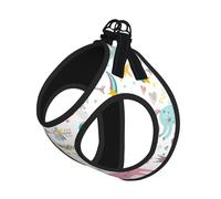 Ensemble harnais et laisse imprimé licorne rouge pour chats et chiens, réfléchissant, réglable, gilet en maille douce et respirante avec laisse anti-fuite, pour petits animaux de compagnie et chatons