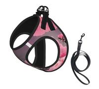Ensemble harnais et laisse Paris Street Tour Eiffel rose imprimé floral en maille douce pour chien, chiot et chat
