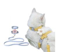 Ensemble harnais et laisse pour chat avec jolie fleur - Longueur réglable pour chaton, chat, chat, animal domestique - Anti-fugue - Doux - Pour la promenade en plein air, les voyages, les animaux