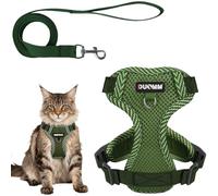 Ensemble harnais et laisse pour chat, harnais anti-fugue avec laisse réglable, léger et doux, avec bandes réfléchissantes, maille respirante pour chats en plein air