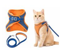 Ensemble Harnais et Laisse pour Chat,Harnais pour Chat,Harnais Chat Anti évasion,Harnais Anti,Fugue Confortable, Respirant et réglable pour Petit Chat et Chiot (Bleu, S)
