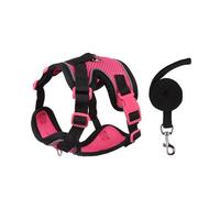 Ensemble harnais et laisse pour chat pour promenade, gilet réfléchissant anti-fuite pour chats et petits chiens, maille d'air douce réglable avec design réducteur de pression, S, noir et rose