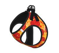 Ensemble harnais et laisse pour chats et chiens avec impression 3D Pizza Pepperoni - Réfléchissant - Réglable - Maille douce et respirante - Avec laisse anti-fugue - Pour petits animaux de compagnie