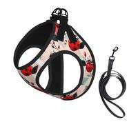 Ensemble Harnais et Laisse pour Chien à Motif Coccinelle Rouge (2), Gilet réfléchissant Ajustable pour Chiens et Chats de Petite et Moyenne Taille