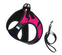 Ensemble Harnais et Laisse pour Chien à Motif tête de Mort de Zombie néon, Gilet réfléchissant Ajustable pour Chiens et Chats de Petite et Moyenne Taille