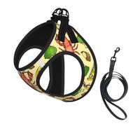 Ensemble harnais et laisse pour chien avec imprimé homard et citron, réglable, respirant, doux, en maille avec bande réfléchissante