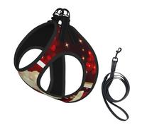 Ensemble harnais et laisse pour chien avec imprimé Père Noël Merry Christmas - Gilet réfléchissant et réglable pour chiens de petite, moyenne et grande taille