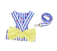 Ensemble Harnais et Laisse pour Chien, en Coton Doux et Respirant, avec Boucle en métal, Gilet rayé et nœud décoratif pour Le Printemps et l'été (XL)