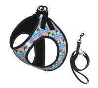 Ensemble harnais et laisse pour chien et chat avec imprimé dauphins amoureux - Harnais réfléchissant réglable pour petits chiens et chats