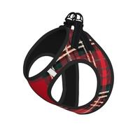 Ensemble harnais et laisse pour chien et chat avec imprimé écossais rouge et noir, gilet réfléchissant réglable anti-fugue avec maille douce et respirante, pour petits animaux de compagnie et chatons