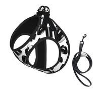Ensemble harnais et laisse pour chien et chat avec imprimé lèvres rouges à lèvres noires, harnais réfléchissant réglable pour petits chiens et chats