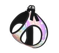 Ensemble harnais et laisse pour chien et chat avec imprimé licornes sur rayures colorées, réfléchissant, réglable, anti-fuite, avec maille douce et respirante, pour petits animaux de compagnie et