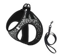 Ensemble harnais et laisse pour chien et chat avec imprimé paillettes argentées brillantes, gilet respirant et réglable anti-fugue pour chiens et chats