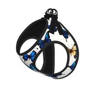 Ensemble harnais et laisse pour chien et chat avec imprimé papillon bleu, gilet réfléchissant réglable anti-fugue avec maille douce et respirante, pour petits animaux de compagnie et chatons chiots