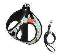 Ensemble harnais et laisse pour chien et chat avec imprimé sushis, harnais réfléchissant réglable pour petits chiens et chats