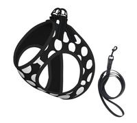 Ensemble harnais et laisse pour chien et chat avec motif à pois noirs et blancs, harnais réfléchissant réglable pour petits chiens et chats