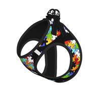 Ensemble harnais et laisse pour chien et chat avec motif cœur pour sensibilisation à l'autisme, respirant, réglable