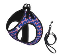 Ensemble harnais et laisse pour chien et chat avec motif drapeau de l'Islande - Harnais réfléchissant réglable pour petits chiens et chats