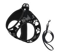Ensemble harnais et laisse pour chien et chat de petite, moyenne et grande taille, motif empreintes de pattes noires et blanches