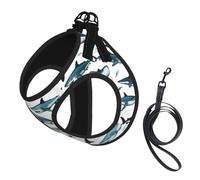 Ensemble harnais et laisse pour chien et chat - Motif requin - Avec différents gestes - Réfléchissant - Réglable - Anti-fuite - Maille douce et respirante - Pour petits animaux de compagnie et chatons