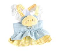 Ensemble harnais et laisse pour chien et poupée mignonne avec jupe en jean pour animal domestique - Rose/jaune - Taille L