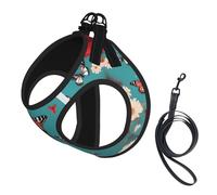 Ensemble harnais et laisse pour chien Hen Flying Butterflies Among Flowers - Gilet réfléchissant et réglable pour chiens de petite, moyenne et grande taille