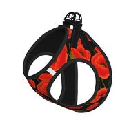 Ensemble harnais et laisse pour chien imprimé coquelicots, gilet respirant et réglable anti-fugue pour chiens, chats