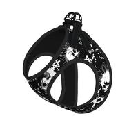 Ensemble harnais et laisse pour chien imprimé crâne punk blanc, respirant, réglable et anti-fugue pour chats et chiens