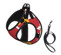 Ensemble harnais et laisse pour chien imprimé drapeau du Maryland, gilet respirant et réglable anti-fugue pour chats et chiens