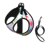Ensemble harnais et laisse pour chien imprimé flamant rose, réglable, respirant, doux, en maille avec bande réfléchissante