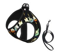 Ensemble harnais et laisse pour chien imprimé guitare artistique, gilet réfléchissant réglable pour chiens de petite, moyenne et grande taille