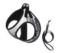 Ensemble harnais et laisse pour chien Imprimé New York Noir et blanc Taille S