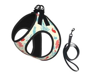 Ensemble harnais et laisse pour chien Magicien imprimé lapin, réglable, respirant, doux, en maille avec bande réfléchissante